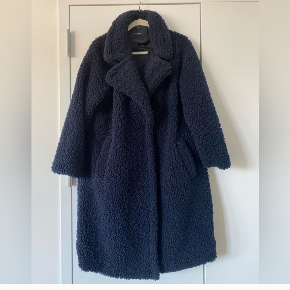 Lucky Brand Navy Blue Teddy Coat EUC